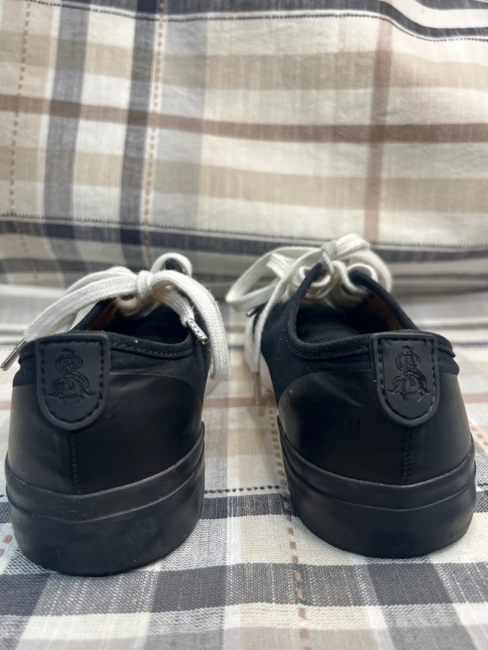 Angela Scott Black Canvas Low-Top Sneakers with White Laces - Picture 3 of 13